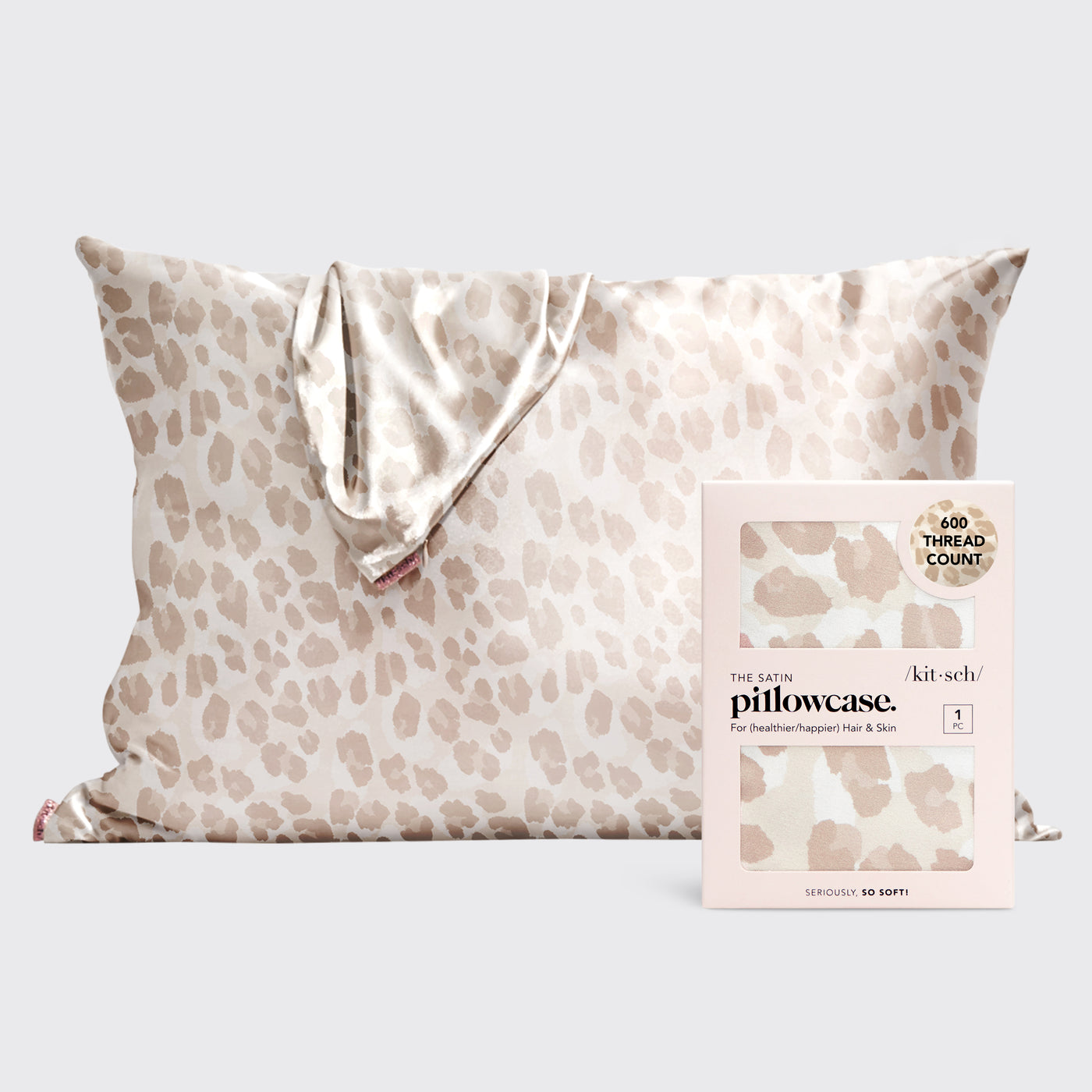 Funda de almohada de satén en leopardo