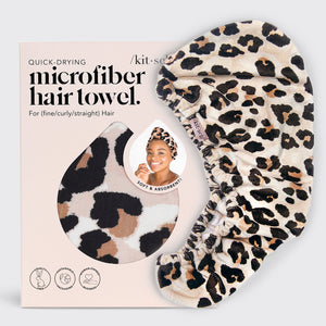 Toalla de microfibra para el pelo en leopardo