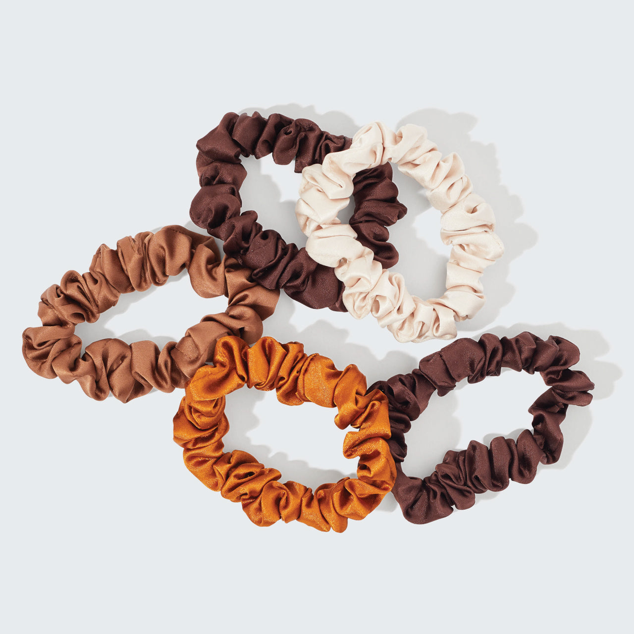 Satijnen Petite Scrunchies 5-delige set - Sedona