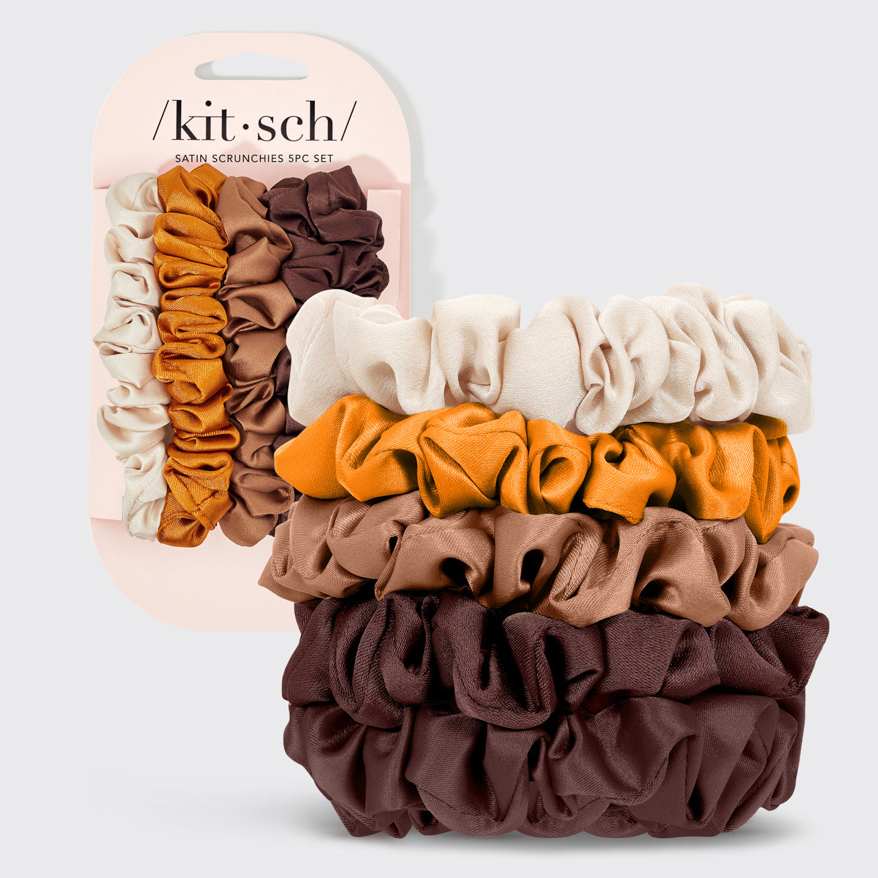 Conjunto de 5 unidades de elásticos Satin Petite Scrunchies - Sedona