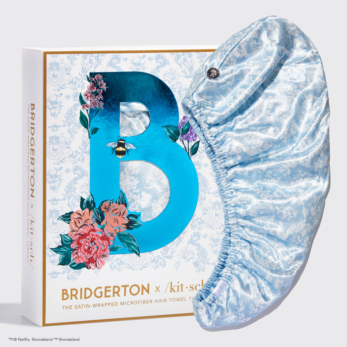 Kitsch x Bridgerton Serviette à cheveux enveloppée de satin - Toile De Blue