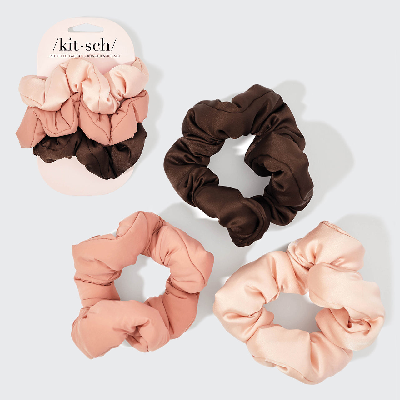 Conjunto de 3 unidades de elásticos de tecido reciclado Cloud Scrunchies - Rosewood