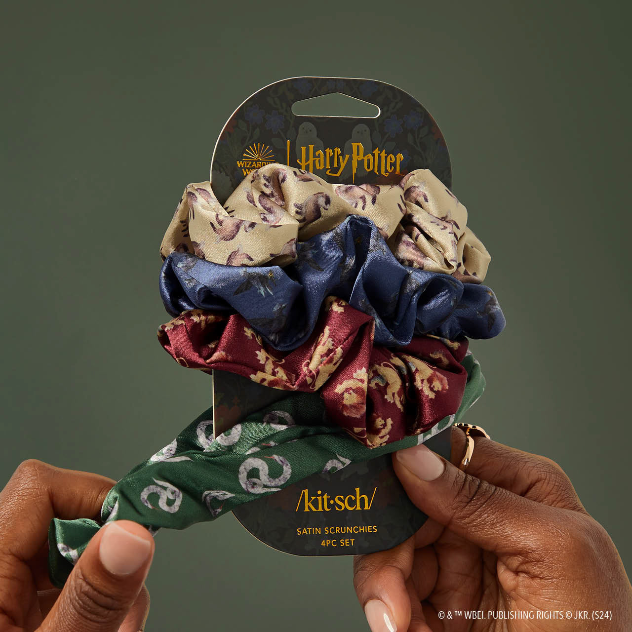 Harry Potter x Kitsch Satin Scrunchies Todas as casas Conjunto de 4 peças