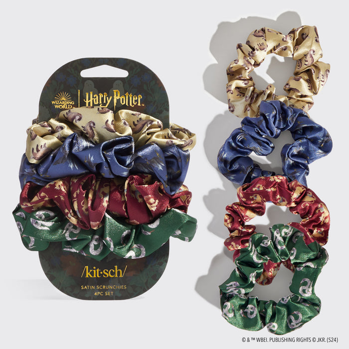 Harry Potter x Kitsch Satin Scrunchies Todas as casas Conjunto de 4 peças