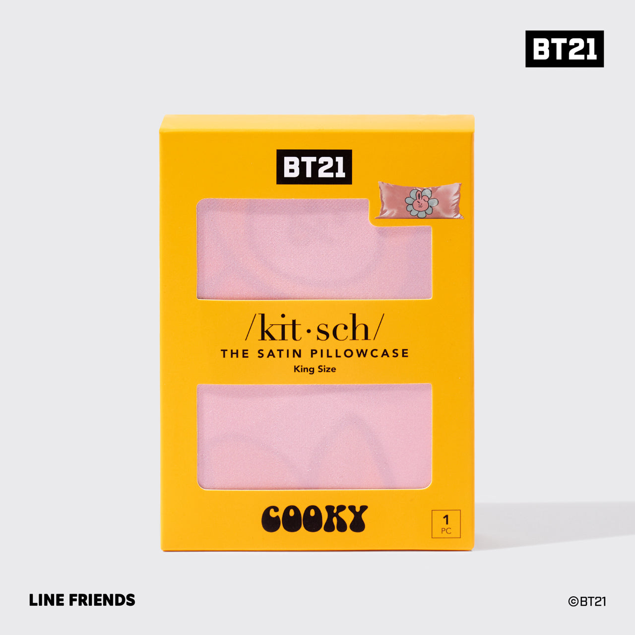 BT21 x Kitsch Σατέν μαξιλαροθήκη King - Cooky