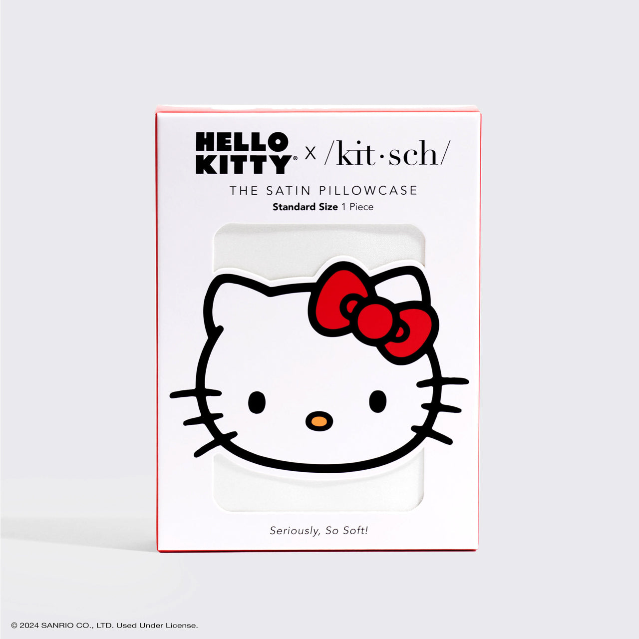 Hello Kitty x Kitsch Satijnen Kussensloop - Effen Ivoor Hello Kitty Strik