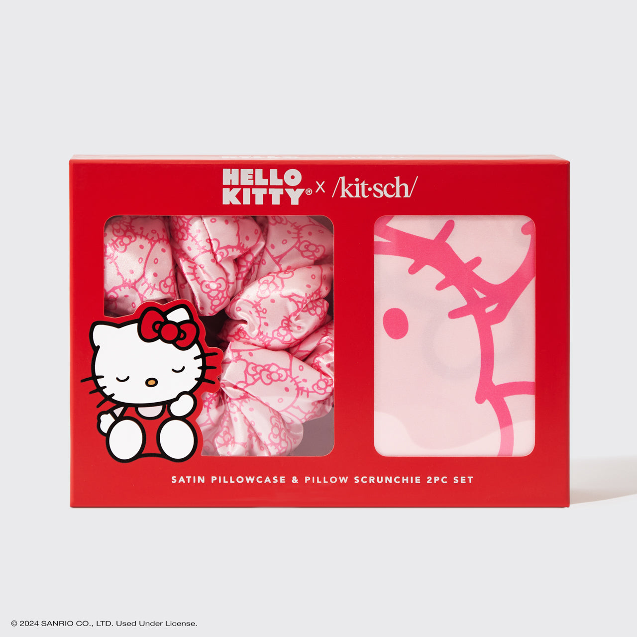 Hello Kitty x Kitsch Funda de almohada de satén y almohada Scrunchie 2uds Set