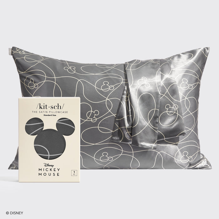 Kitsch & Mickey y Minnie Funda de Almohada de Satén Estándar Mickey Maze - Charcoal