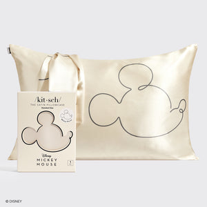 Kitsch & Mickey y Minnie Funda de Almohada de Satén Estándar Mr. Mouse - Crema