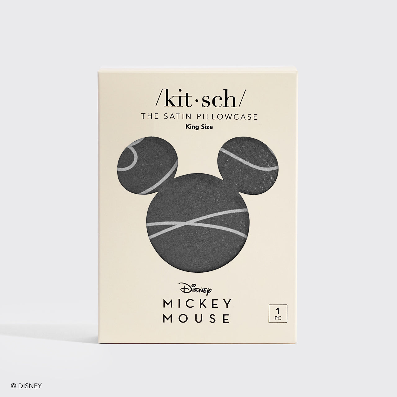 Kitsch & Mickey und Minnie Satin Kissenbezug King Mickey Labyrinth - Holzkohle