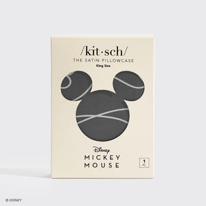 Kitsch & Mickey und Minnie Satin Kissenbezug King Mickey Labyrinth - Holzkohle