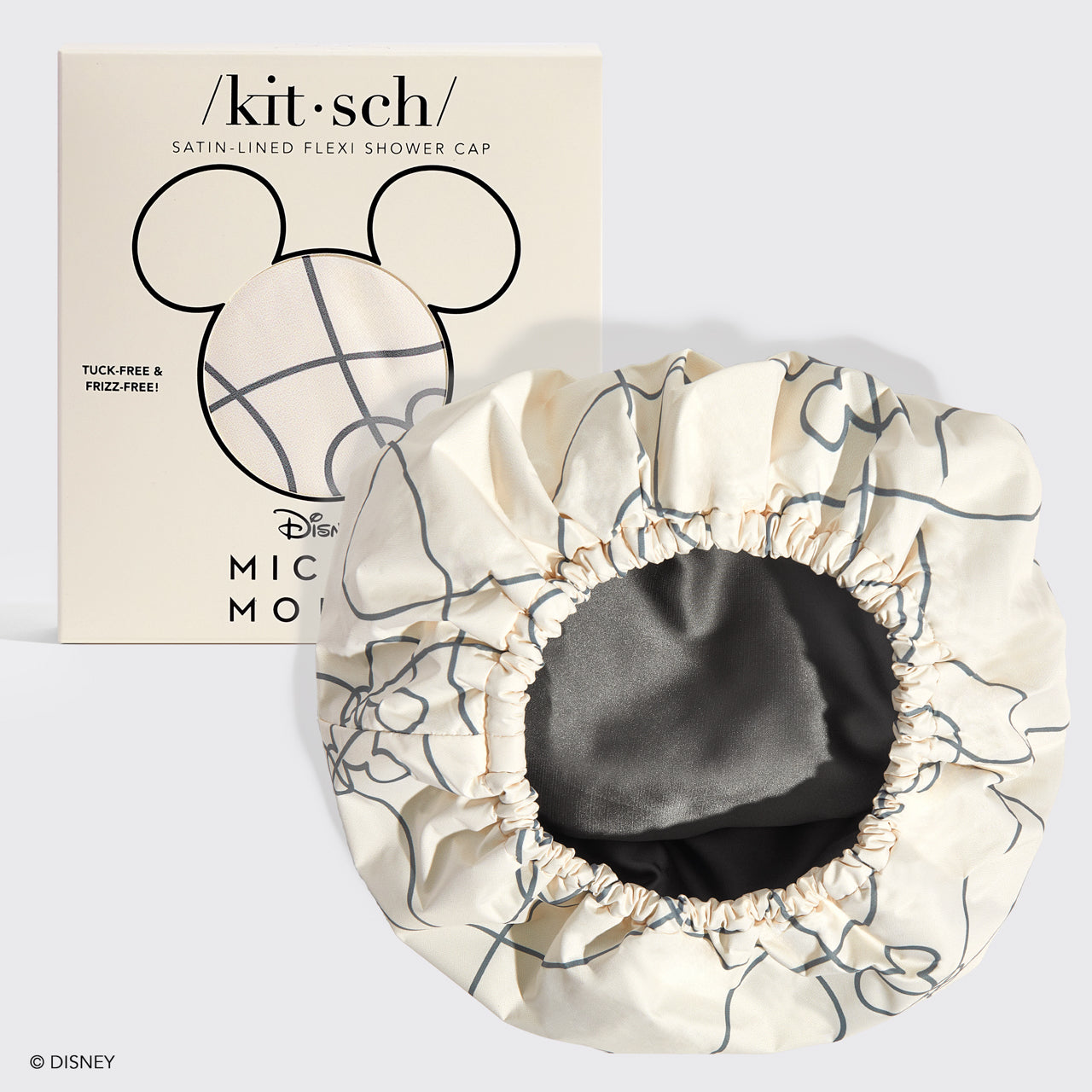 Kitsch x Mickey et Minnie Bonnet de douche Flexi doublé de satin - Mickey Maze