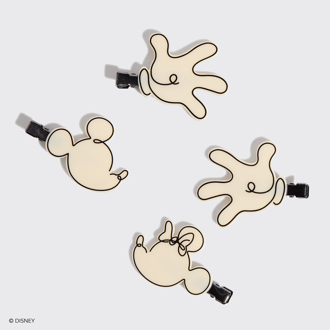 Mickey/ Minnie x Kitsch Recycled Plastic Creaseless Clips 4pc Set- Cream