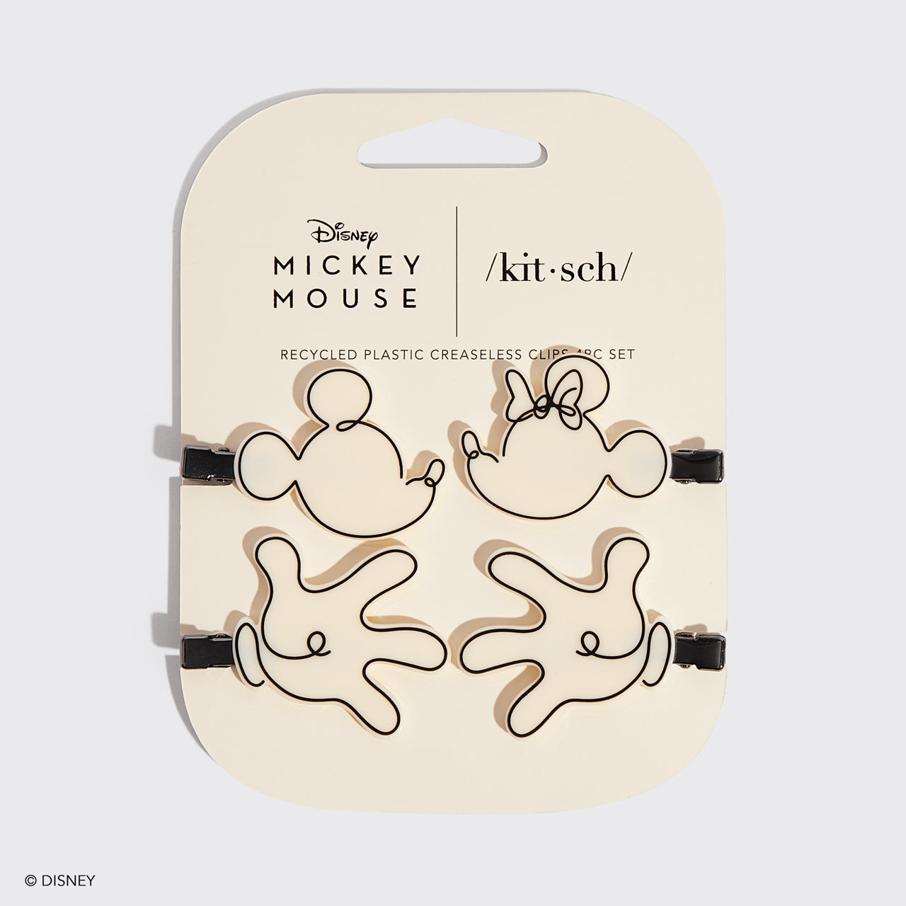 Kitsch & Mickey en Minnie Gerecycled Plastic Creaseless Clips 4 stuks - Cream