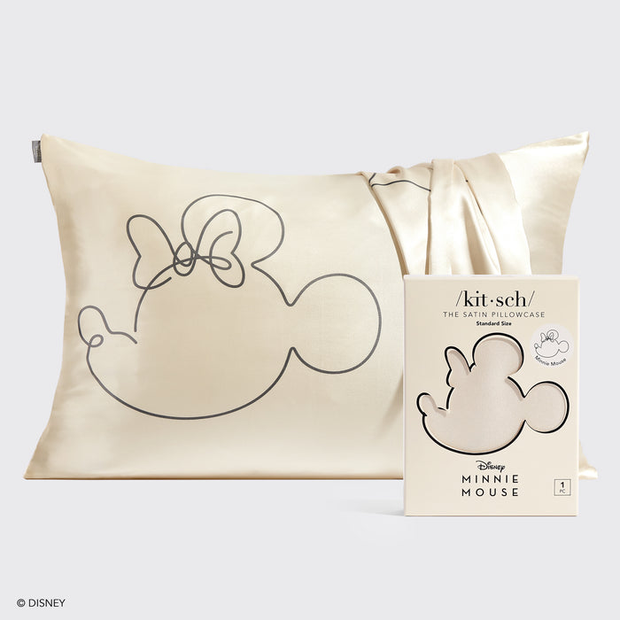 Kitsch & Mickey en Minnie Satijnen Kussensloop Standaard Mevrouw Muis - Crème