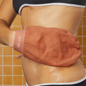 Exfoliërende Handschoen 2pc - Zwart & Terracotta