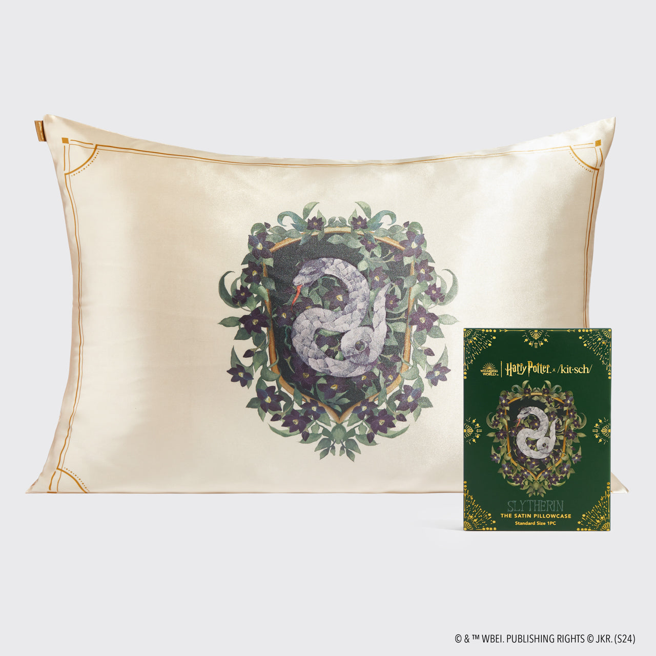 Harry Potter x Kitsch Satin-Kissenbezug Standard - Slytherin