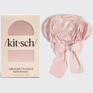 Verstellbare, übergroße Satinhaube - Blush