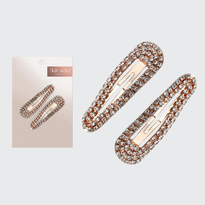 Mini clips com strass - Rose Gold