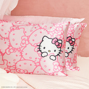 Kitsch x Hello Kitty Taie d'oreiller King - Visages roses de Hello Kitty