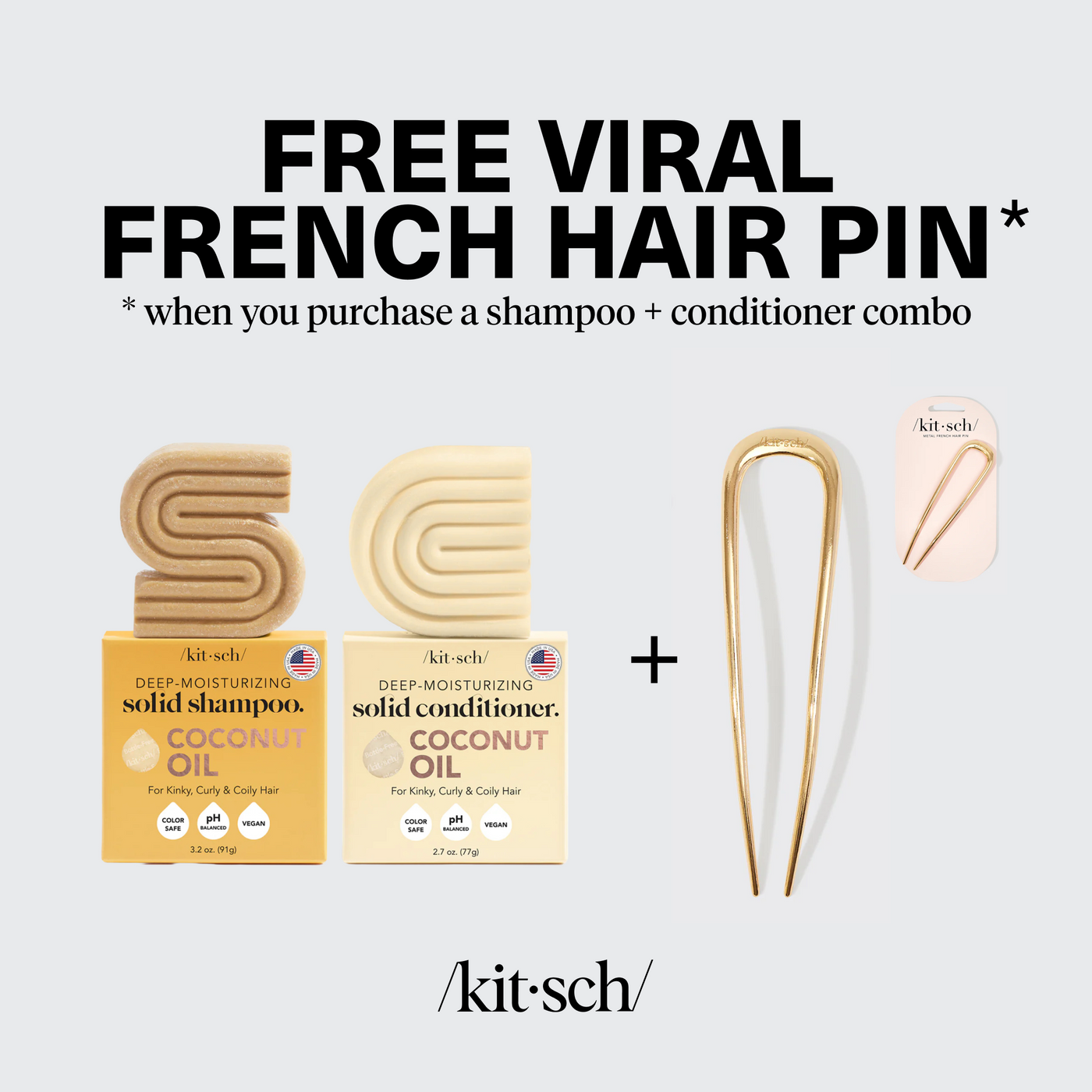 Shampoo & Conditioner Bundle with Free French Hair Pin