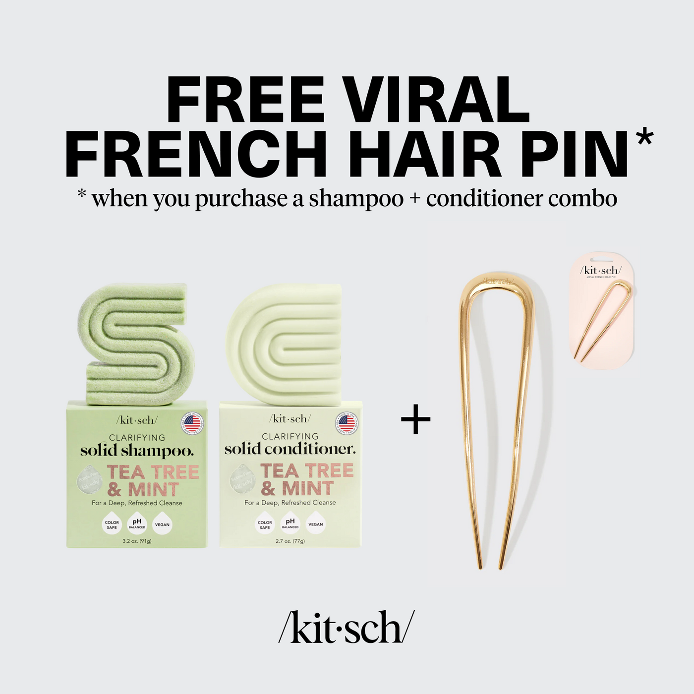 Shampoo & Conditioner Bundle with Free French Hair Pin