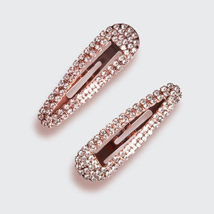 Mini Rhinestone Snap Clips - Rose Gold